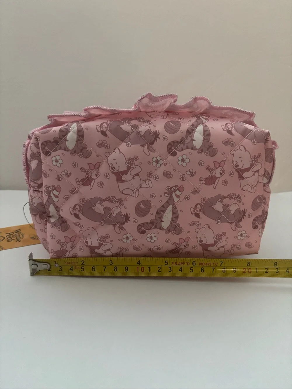 Disney Winnie The Pooh Spring Quilted Ruffle Makeup Bag Zip Closure